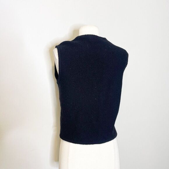 Vintage 90s Womens 46 Alphorn Trachtenmode Wool Coin Button Vest Jacket Black - Picture 7 of 16